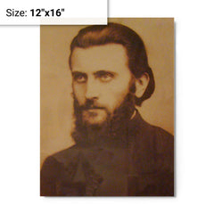 Arsenie Boca metal print on a plain backdrop in size 12"x16".