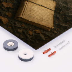 Arseny Tarkovsky war notebook in ruined orchard metal print mockup
