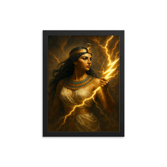 Arsinoe II with thunderbolt and diadem framed print on a plain backdrop in size 12"x16".