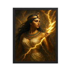 Arsinoe II with thunderbolt and diadem framed print on a plain backdrop in size 16"x20".