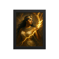 Arsinoe II with thunderbolt and diadem framed print on a plain backdrop in size 8"x10".