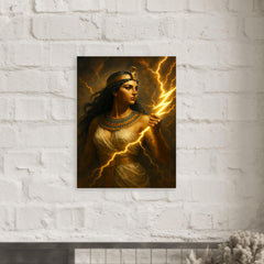 Arsinoe II with thunderbolt and diadem metal print mockup
