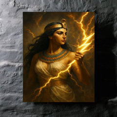 Arsinoe II with thunderbolt and diadem metal print mockup