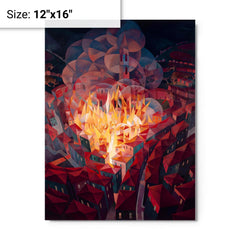 Arson in the City by Gerardo Dottori metal print on a plain backdrop in size 12"x16".