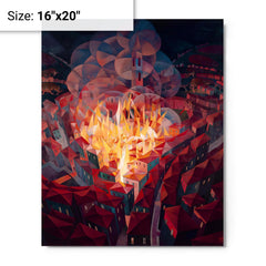 Arson in the City by Gerardo Dottori metal print on a plain backdrop in size 16"x20".