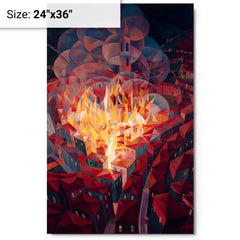 Arson in the City by Gerardo Dottori metal print on a plain backdrop in size 24"x36".