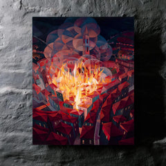 Arson in the City by Gerardo Dottori metal print mockup