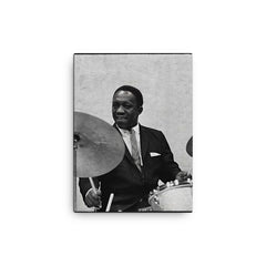 Art Blakey canvas print on a plain backdrop in size 12"x16".