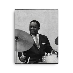 Art Blakey canvas print on a plain backdrop in size 16"x20".