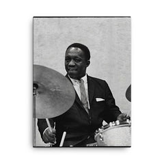 Art Blakey canvas print on a plain backdrop in size 18"x24".