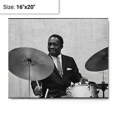 Art Blakey metal print on a plain backdrop in size 16"x20".