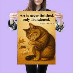 art is never finished leonardo da vinci perfectionist cat grooming while others play inspiring post poster 3