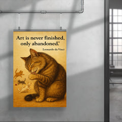 art is never finished leonardo da vinci perfectionist cat grooming while others play inspiring post poster 4