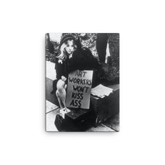 Art Workers Won't Kiss Ass - Art Workers Coalition AWC canvas print on a plain backdrop in size 12"x16".