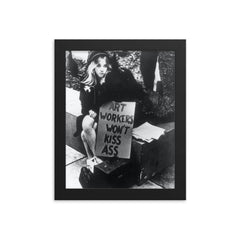 Art Workers Won't Kiss Ass - Art Workers Coalition AWC framed print on a plain backdrop in size 8"x10".