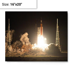 Artemis 1 Launch metal print on a plain backdrop in size 16"x20".