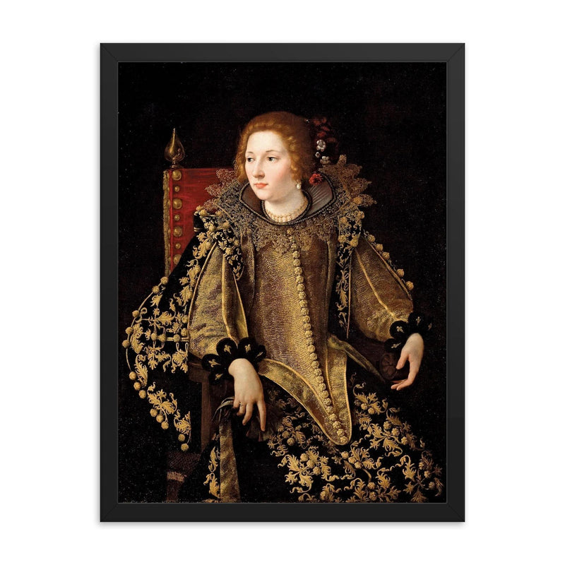Artemisia Gentileschi framed print on a plain backdrop in size 18