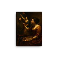 Artemisia Gentileschi painting Judith triumphant canvas print on a plain backdrop in size 12"x16".