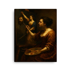 Artemisia Gentileschi painting Judith triumphant canvas print on a plain backdrop in size 16"x20".