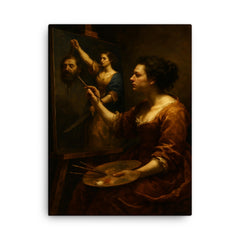 Artemisia Gentileschi painting Judith triumphant canvas print on a plain backdrop in size 18"x24".