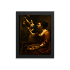 Artemisia Gentileschi painting Judith triumphant framed print on a plain backdrop in size 8"x10".