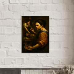 Artemisia Gentileschi painting Judith with grim focus metal print mockup