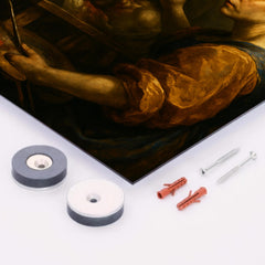 Artemisia Gentileschi painting Judith with grim focus metal print mockup