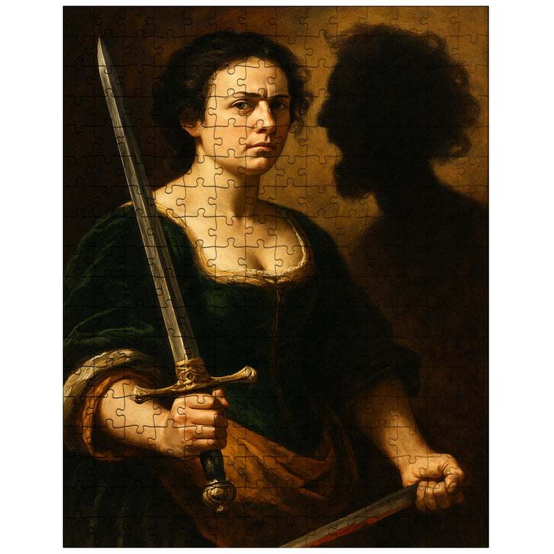 Artemisia Gentileschi self portrait with sword and severed shadow jigsaw puzzle