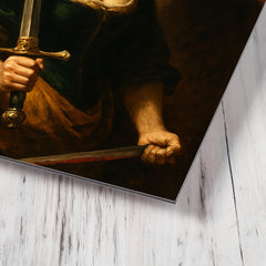 Artemisia Gentileschi self portrait with sword and severed shadow metal print mockup
