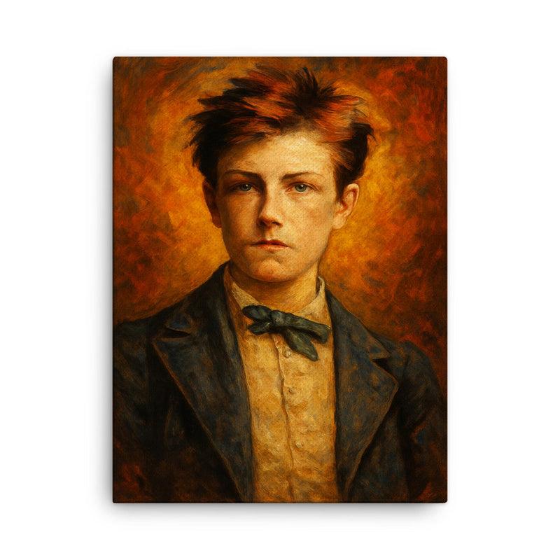 Arthur Rimbaud canvas print on a plain backdrop in size 18
