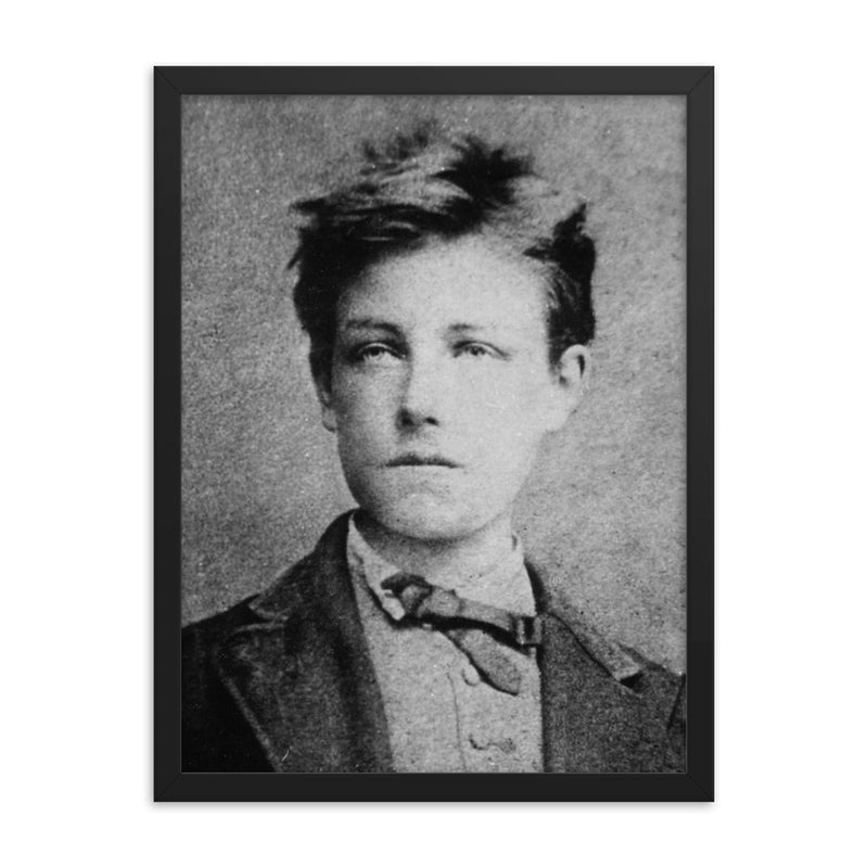 Arthur Rimbaud framed print on a plain backdrop in size 18
