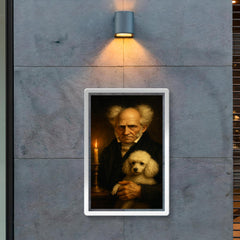 Arthur Schopenhauer and poodle by candlelight poster 2