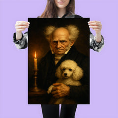 Arthur Schopenhauer and poodle by candlelight poster 3
