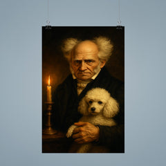 Arthur Schopenhauer and poodle by candlelight poster 9
