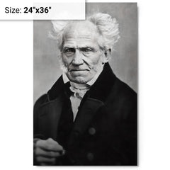Arthur Schopenhauer metal print on a plain backdrop in size 24"x36".