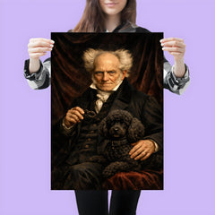 Arthur Schopenhauer with poodle and dark velvet poster 3