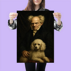 Arthur Schopenhauer with poodle and grim velvet drapery poster 3