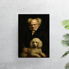 Arthur Schopenhauer with poodle and grim velvet drapery poster 7