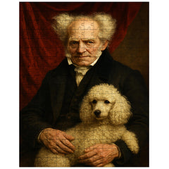 Arthur Schopenhauer with poodle and red drapery jigsaw puzzle