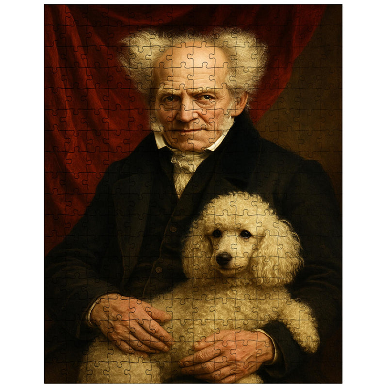 Arthur Schopenhauer with poodle and red drapery jigsaw puzzle