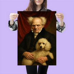 Arthur Schopenhauer with poodle and red drapery poster 3