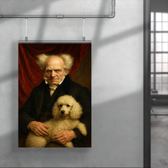 Arthur Schopenhauer with poodle and red drapery poster 4
