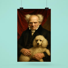 Arthur Schopenhauer with poodle and red drapery poster 6