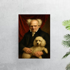 Arthur Schopenhauer with poodle and red drapery poster 7