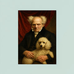 Arthur Schopenhauer with poodle and red drapery poster 8