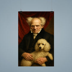 Arthur Schopenhauer with poodle and red drapery poster 9