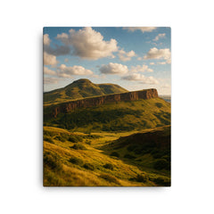 Arthur's Seat and Salisbury Crags Scotland canvas print on a plain backdrop in size 16"x20".