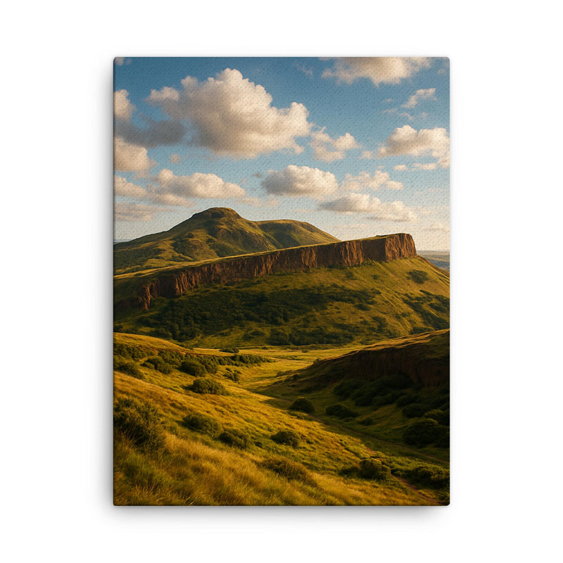 Arthur's Seat and Salisbury Crags Scotland canvas print on a plain backdrop in size 18