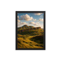 Arthur's Seat and Salisbury Crags Scotland framed print on a plain backdrop in size 12"x16".