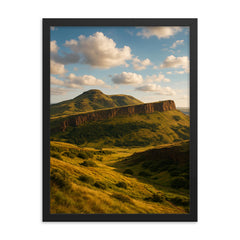 Arthur's Seat and Salisbury Crags Scotland framed print on a plain backdrop in size 18"x24".